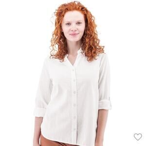 Old Ranch Women's Sz Medium Plumas Organic Roll-Up Shirt New NWT in White